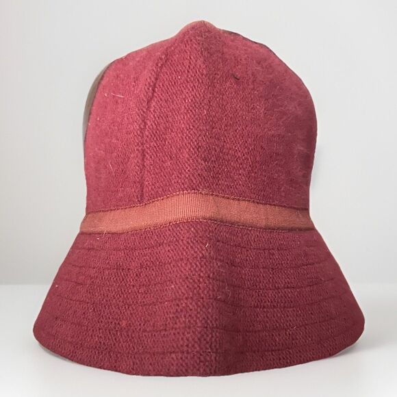 Gap Bucket Hat Womens Cloche Red Fuzzy Rabbit Hair Wool - Picture 1 of 6